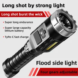 Flashlights Torches High Power Rechargeable LED Flashlight Mini Zoom Torch Outdoor Camping Strong Lamp Lantern Waterproof Tactical 230529