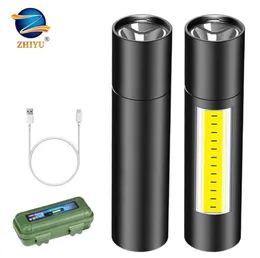 ZHIYU Rechargeable LED COB XPE Torche Zoomable Focus Lampes de Poche 3 Modes Étanche Travail Lumière Lanterne D'urgencea193f4694081