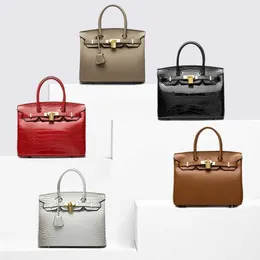 Handbags H ermes Bags Birkin Top Totes Bags 2023 New Fashion Bag Women's Lychee Pattern Crocodile Pattern Handbag