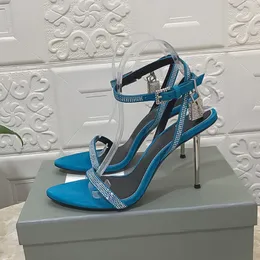 Con scatola alta per le donne I tacchi sottili sono versatili 2024 Estate Nuovo Sey One Line Designer in pelle Moda Sandali con punta aperta cava 10,5 cm Taglie 2375