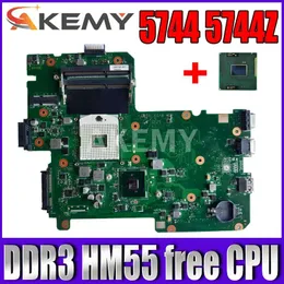 Moderkort Akemy MBV5M0P001 Laptop Motherboard för Acer TravelMate 5744 5744Z 08N10P53J00 BIC50 Main Board 15.6 "DDR3 HM55 Gratis CPU