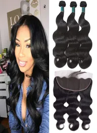Body Wave Human Hair Bundles With Frontal 100 Brazilian Remy Human Hair Weave 3 Bundles With 134 Lace Frontal Hair Extensions 125185815