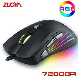 Möss Original Wired Profession Gaming Mouse Mice 3600/7200DPI RGB Backlight LED Optical Sensor 7 -knapp för bärbar dator PC -spelare