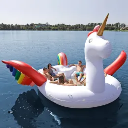 5M Swim Pool Giant Inflatable Unicorn Party Bird Island Unicorn Boat Giant Flamingo Float Flamingo Island For 6-8 Person