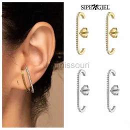 Stud sipengjel moda tek satırlık kristal zirkon geometrik saplama küpeleri kadınlar için kulak kancası klips küpeleri deyim delici takı j230529