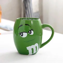 2023 new 600mL m&m Beans Coffee Mugs Tea Cups and Mugs Cartoon Cute Expression Mark Large Capacity Drinkware