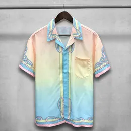 Мужские повседневные рубашки Цветные замок рубашка с коротким рукавом мужская уличная одежда Летняя воздухопроницаемая камиза Masculina Moda Hombre 2023