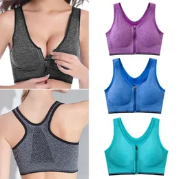 Yoga outfit Women Front Zipper Sports Bras stötsäkra bekväma andningsbara icke-kopplade underkläder topp fitness som kör gymträning