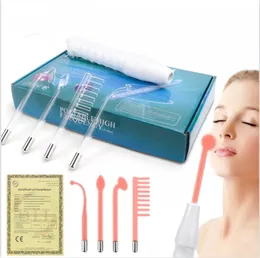 Massageador de face 4in1 de alta frequência Vareira eletrodo Eletroterapia Tubo de vidro Terapia de dispositivo de beleza Removedor de acne Anti Wrinkle Skin 230526