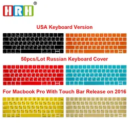 يغطي HRH بالجملة 50pcs USA Russian Silicone Keyboard Cover for Mac Pro 13 "A1706 Pro 15" A1707 Touch Bar Release2016/2017/2018/2019