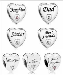 Whole 20Pcs Friends Daughter Sister Dad Thank You DIY Silver Charm Loose Bead Jewelry Marking Charms Fit Pandora Bracelet48913615332982
