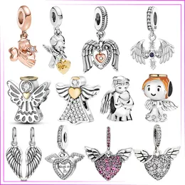 New Angel 925 Sterling Silver Charm arndant for Original Diy Pandora Bracelet Eros Wing Rished Beads Gifts Women المجوهرات الحرة الشحن