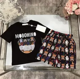 Novo designer Mosch estilo infantil conjuntos de roupas para meninos de verão e meninas terno esportivo bebê bebê roupas de manga curta