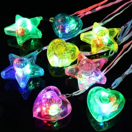 1pc Star Heart LED Light Up Toys Necklace Pendant Kids Glow Gift Blinking Toy Carnival Party Favor Navidad Birthdays