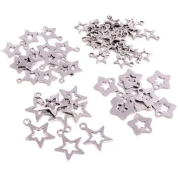 30pc/lot Hollow Charms316ステンレス鋼5点星ホローネックレス用ペンダントチャームDIYジュエリーメーカー