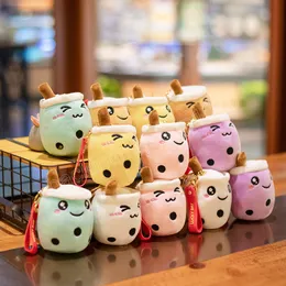 10cm Cute Boba Milk Tea Plush Keycahin Soft Stuffed Purple Pink Green Taste Milk Tea Bag Pendent Decor Little Festival Gifts