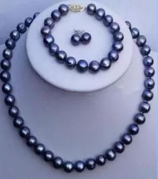 black TAHITIAN 910 mm SOUTH SEA Pearl necklace bracelet earring set 18quot 75quot31358159209847