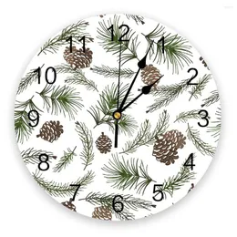 Zegary ścienne Pine Rones Christmas Clock Decor Home Decor Sypialnia Silent Oclock Watch Digital for Koiding Rooms