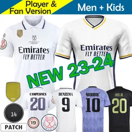 Camisetas Real Madrids voetbal jerseys Kids Kit 23/24 Copa del Rey Final Home Away Third Football Shirt Futbol Vini Jr Benzema Champion Special 2023 2024 Player -versie
