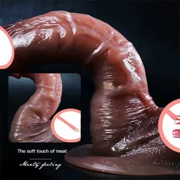 Sex Toy Massager Enorme Dildo Realista Silicone Penis Macio e Flexível com Ventosa para Masturbação Feminina Pulseira Gay