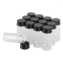 Opslagflessen 12 stuks 30 ml glazen pot flesjes inflijnen terrarium met zwarte aluminium deksels 30 70 mm voor bruiloft gunsten geschenk diy ambachten
