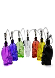 creative 6 Colors Skull Head Glass Popular Glass Hookah Pipe Durable Mini Tobacco Smoking Cheap Water Pipe Unique Design Whole9938685