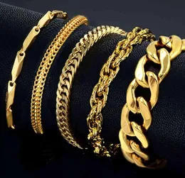 Bracelet Mens Stainless Steel Male Whole Braslet Silver Color Braclet Chunky Cuban Chain Link Gold for Man255n8501513