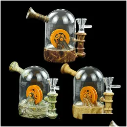 Rury palenia Glass Bong Hookahs 4.8 Water Wheel Water Rura z drukiem do suchego ziół Drop dostawa w ogrodzie gospodarstwa domowego A DH63B