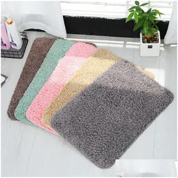 Carpets Imitation Cashmere Bathroom Absorbent Carpet Solid Color Nonslip Square 40X60Cm 50X80Cm Bedroom Kitchen Floor Mat Drop Deliv Dh4Mc