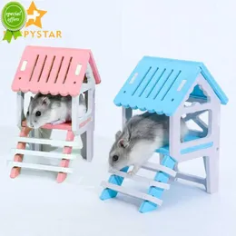 New Solid Wood Stairs Hamster House Guinea Pig Cage Small Animal Nest Hamster House Rat Cage Pet Play Game Rat House Supplies ZG0009