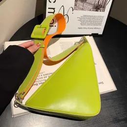 Niche Design Wide Shoulder Strap Women s Bag Candy Colored Crossbody Triangle Chest Texture Underarm Handbag 230529