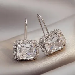 Dangle Earrings Luxury Bridal Wedding Hook Simple Elegant Design Brilliant CZ Aesthetic Fashion Jewelry For Women