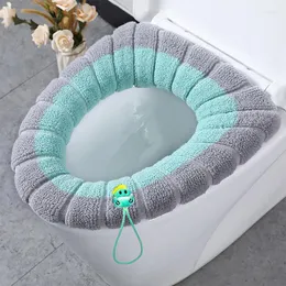 Toilet Seat Covers Bathroom Cushion Warm Soft Closestool Cover Thick Knitted Washable Plain Color Pads