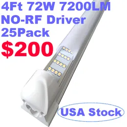 4 صف مصباح أنبوب LED LED 72W T8 المصابيح 277V 110V 9000LM أبيض بارد 6500 كيلو بارد حليبي الغطاء