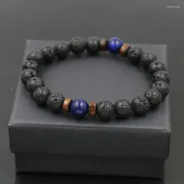 Charm Bracelets Trendy Men Bead Bracelet Natural Lava Stone Chakra For Women Beads Jewelry Pulseras Hombre Contain Box