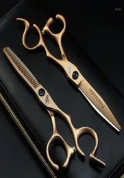 Professional Hairdressing Cutting Scissors 6 Inch Thinning Shears Salon Barbers JP440C Gold Hair Tesouras12460672