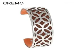 Bangle Cremo Stars Bangles Stainless Steel Bracelet Argent Bijoux Femme Arm Hand Cuffs Geometry 25mm Reversible Leather Stripe13627805