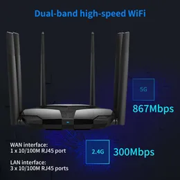 Routers Powerful Useful 2.4G 5G 1200Mbps Wide Coverage Network Router Dual Band WiFi Router Shockproof Home Supplies