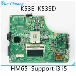 ASUS K53E K53 A53E A53S X53S X53E P53オリジナルメインボードHM65 DDR3サポートI3 I5 CPU GMA用マザーボードK53SDラップトップマザーボードマザーボード