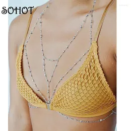Chains SO BOHO Charming Cross Multilayer Women Chest Chain Necklace Summer Sexy Body Jewelry Holiday Beach Pretty Bikini Accessories