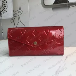 Designer wallets luxury envelope purses women with box wholesale patent leather embossed flower letter long card holder slim money clutch bag Louisitys