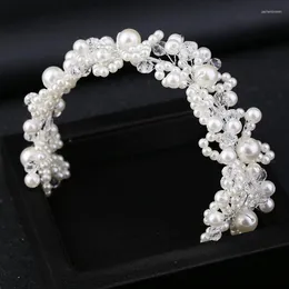 Headpieces mode handgjorda pärlor oregelbundna pärlhårhår för kvinnor lyxfest bröllop pannband accessoires huvudbonadsmycken