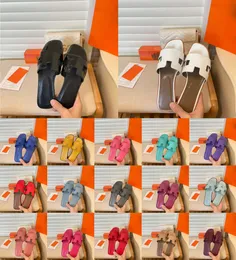 Lüks plaj tasarımcısı sandaletler deri bayanlar yaz düz ayakkabıları timsah cilt slayt bayan moda kadın terlikleri h harf sürükleme kutusu 35-43