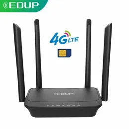 Routers EDUP Wifi Router SIM Card 300Mbps 3G/4G Wifi Wireless Dongle LTE FDD Mobile Hotspot Adapter 4*6dBi External Antenna RJ45 WAN LAN