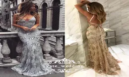 2018 Sparkly Silver Silver Grey Evening Dresses v Neck Criss Cress Back Back Gold Gold Prome Sexyless Formal Platens4940135