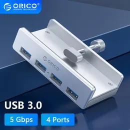 Hubs ORICO USB 3.0 Hub Şarj ile güçlendirilmiş Multi 4 Bağlantı Noktası Masa Klipsi USB Ayrıştırıcı Adaptör SD Kart Okuyucu PC Bilgisayar Aksesuarları