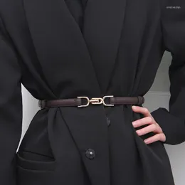 Belts Adjustable PU Leather Belt For Women Ladies Dress Skinny Thin Waist Strap Gold Color Buckle Girls Female Wasitband