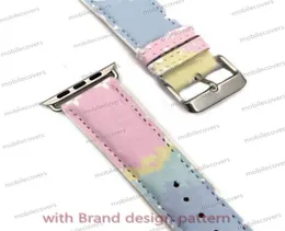 V brand designer Watchband iWatch Band Leather Strap 42mm 38mm 40mm 44mm iwatch 2 3 4 5 bands Beach style Bracelet drop ship7084342