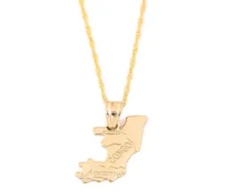 The Republic Of Congo Republique Map Pendant Necklaces Afrika Women Girl Gold Color Congo Jewelry1425988