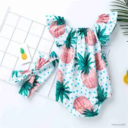 Completi di abbigliamento Neonate Vestiti estivi Pagliaccetto ananas e fascia per neonati Abiti per bambina